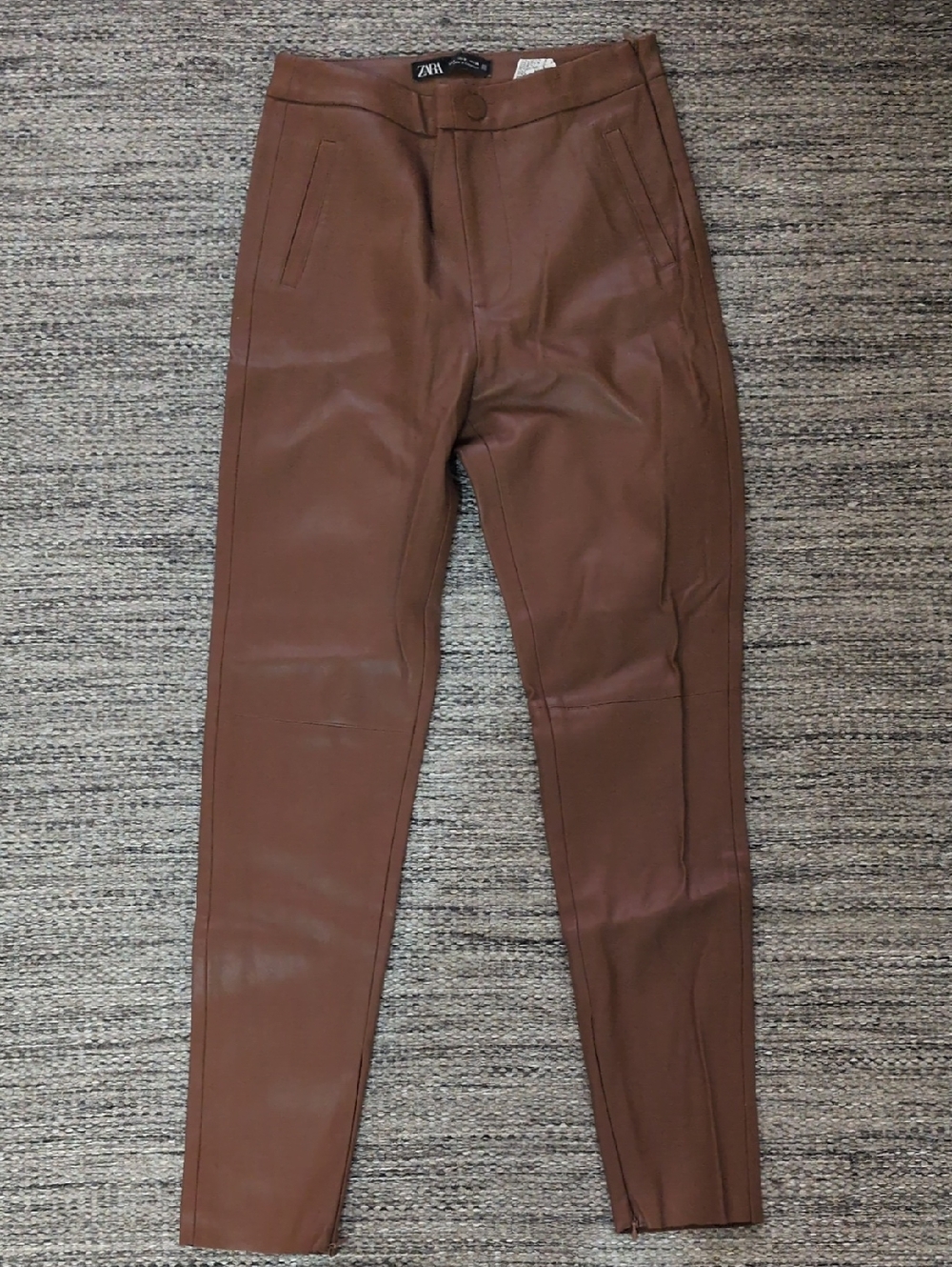 Zara Brown Faux Leather Slim Legging Pants 🟤 Size S